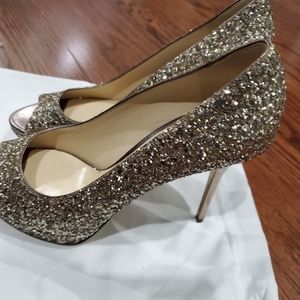 Jimmy Choo Peep toe glitter pumps